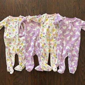 Purple and Floral Fleece Footie Pajamas